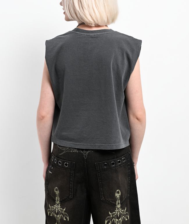 Vitriol Excalibur Grey Wash Crop Tank Top - thumbnail 2