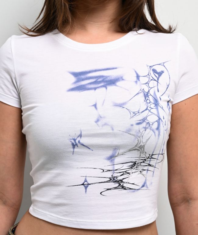 Vitriol Flow White Crop T-Shirt - thumbnail 3