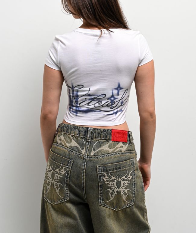 Vitriol Flow White Crop T-Shirt - thumbnail 2