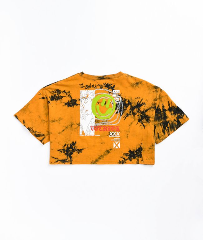 Vitriol Georgia Smile Orange Tie Dye Crop T-Shirt