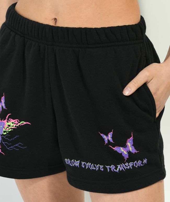 Vitriol Jada Butterfly Black Sweat Shorts - thumbnail 3