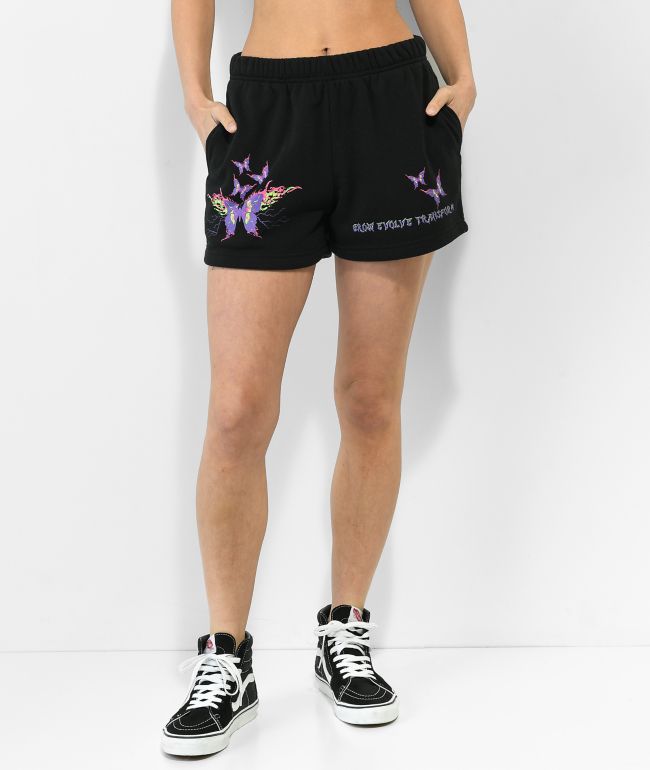 Vitriol Jada Butterfly Black Sweat Shorts
