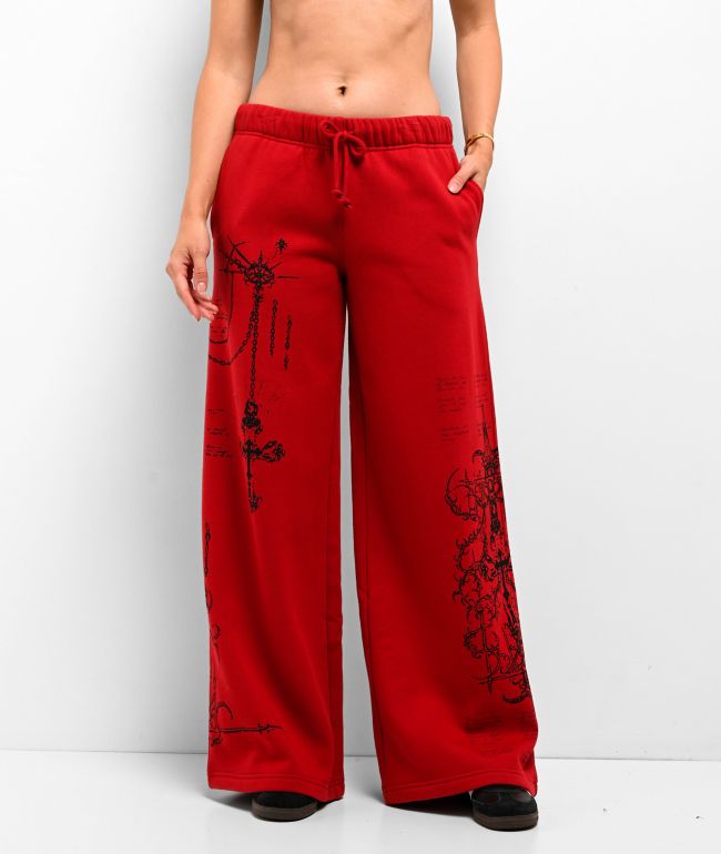 Vitriol Jessa Red Wide Leg Sweatpants
