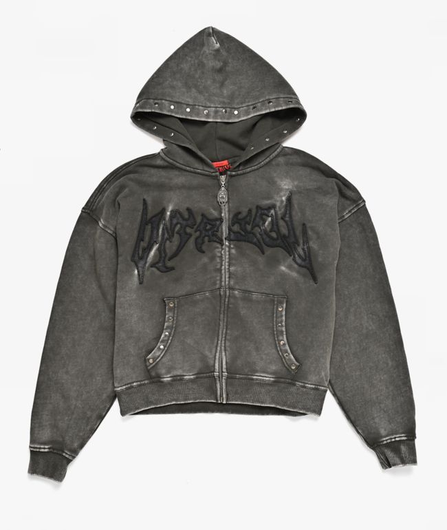 Vitriol Kids Death Grip Black Wash Zip Hoodie