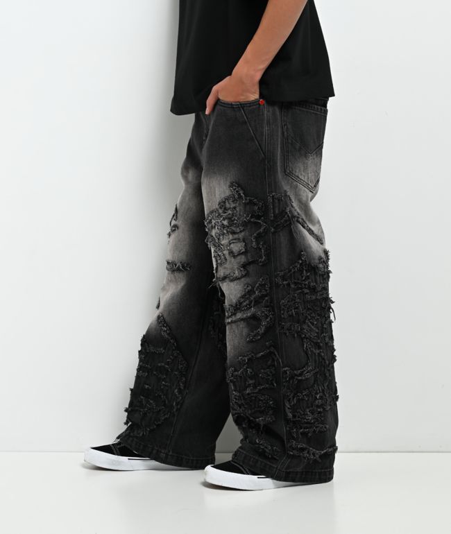Vitriol Kids Void Black Wash Wide Leg Jeans - thumbnail 3