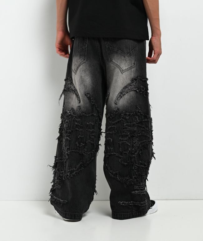 Vitriol Kids Void Black Wash Wide Leg Jeans - thumbnail 2