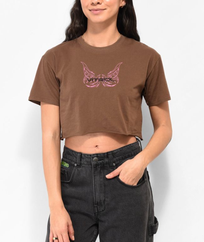 Vitriol Kiki Brown Crop T-Shirt - thumbnail 2