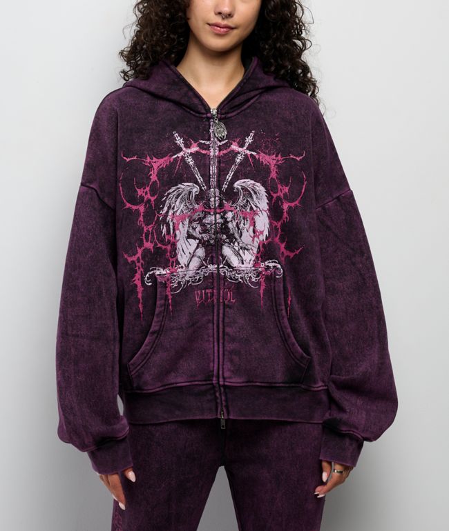 Vitriol Lenexa Shadow Purple Wash Zip Hoodie - thumbnail 2