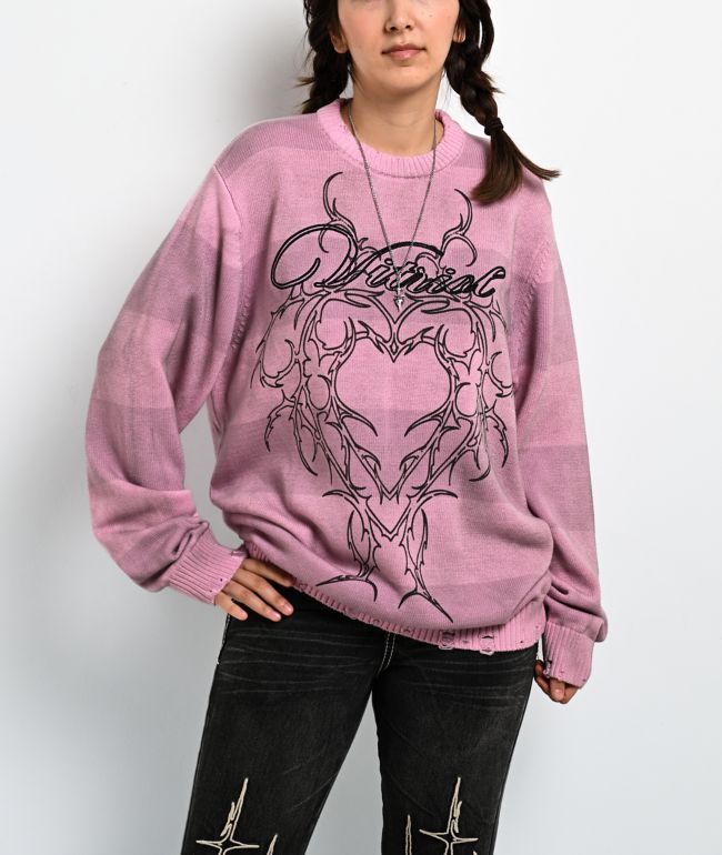 Vitriol Lennox Pink Stripe Oversized Sweater