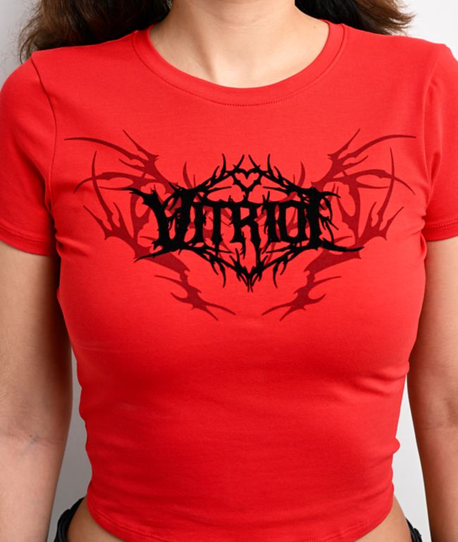 Vitriol Lilah Red Mesh Crop T-Shirt - thumbnail 3