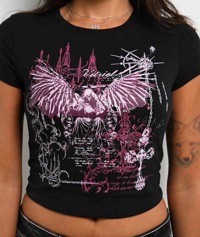 Vitriol Lina Black Crop T-Shirt - thumbnail 3