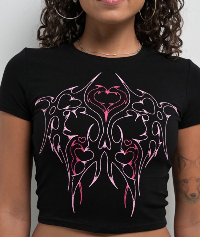 Vitriol Lina Dark Rave Black Crop T-Shirt - thumbnail 3
