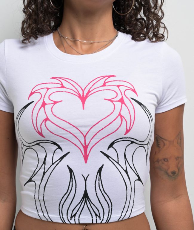 Vitriol Lina Dark Rave White Crop T-Shirt - thumbnail 3