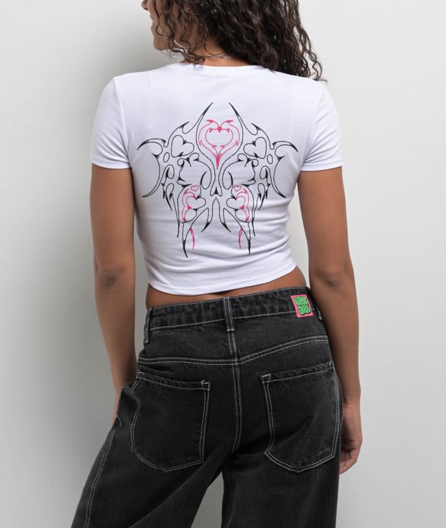 Vitriol Lina Dark Rave White Crop T-Shirt - thumbnail 2