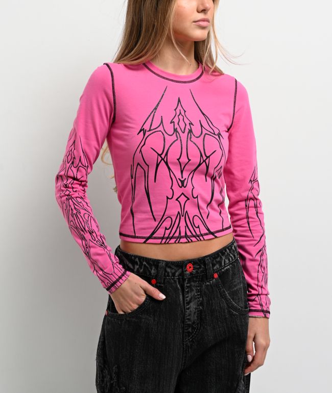 Vitriol Lottie Pink Long Sleeve Crop T-Shirt