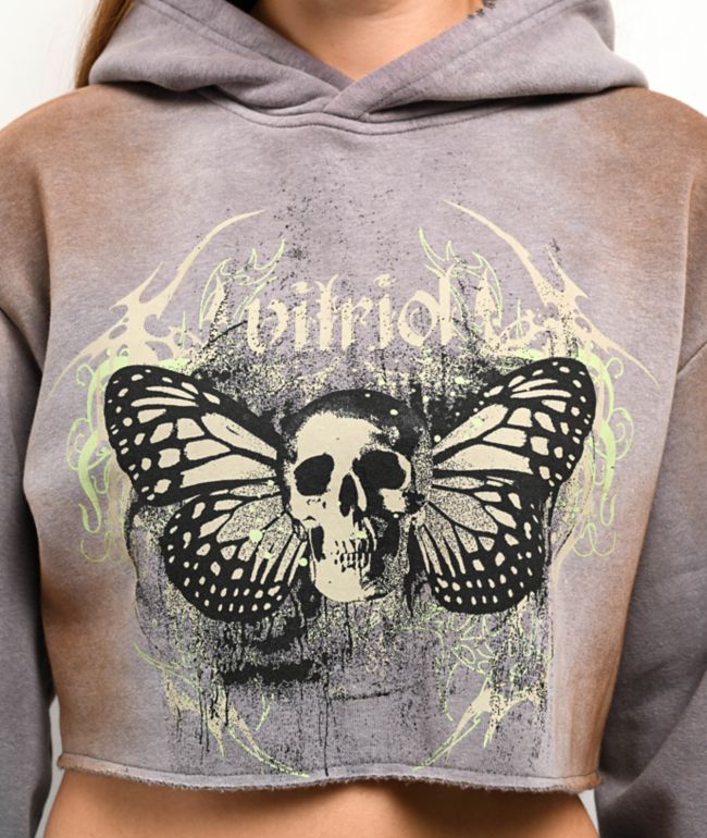 Vitriol Mitzi Grey Crop Hoodie - thumbnail 3