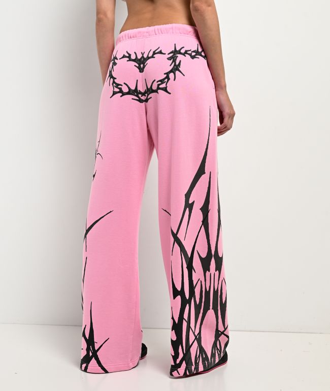 Vitriol Myla Pink Wide Leg Sweatpants - thumbnail 2