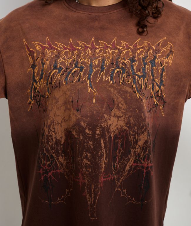 Vitriol Rae Brown Wash Boxy T-Shirt - thumbnail 3