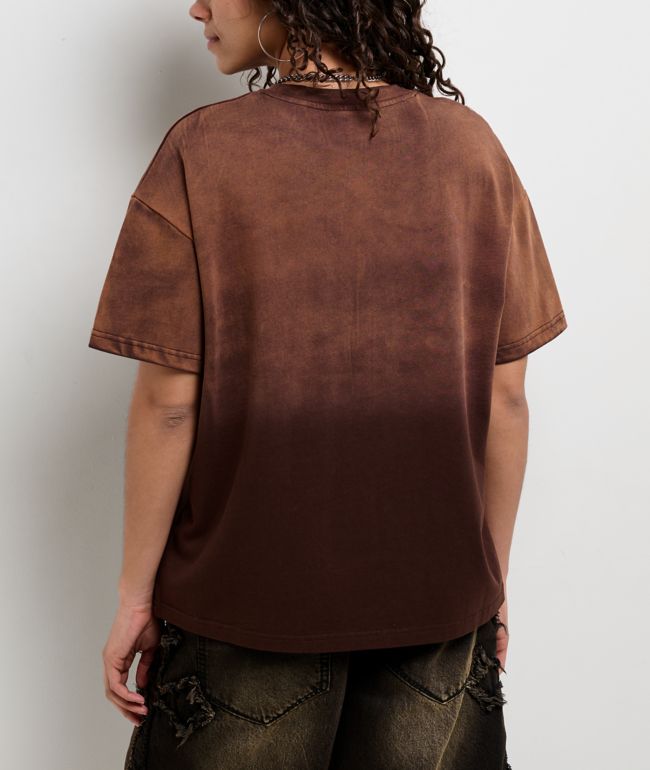Vitriol Rae Brown Wash Boxy T-Shirt - thumbnail 2