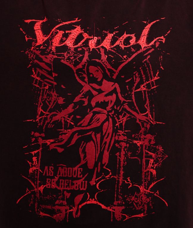 Vitriol Rae Dark Red Wash Oversized T-Shirt - thumbnail 3