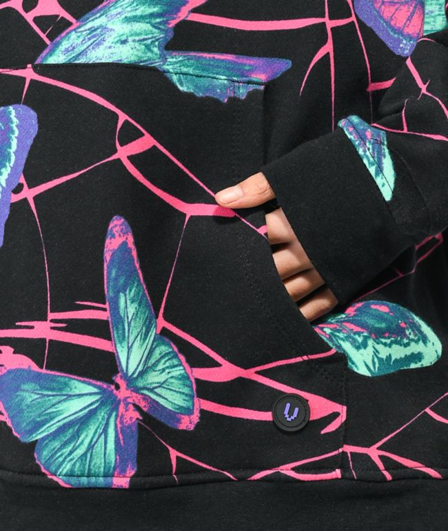 Vitriol Raye Butterfly Print Black Hoodie - thumbnail 3