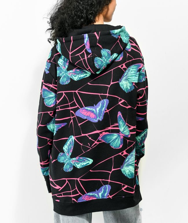 Vitriol Raye Butterfly Print Black Hoodie - thumbnail 2