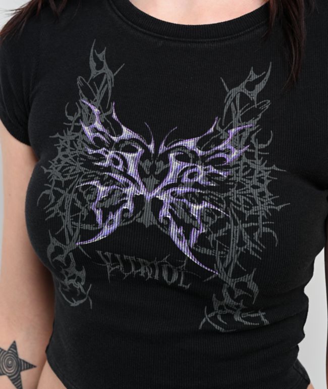 Vitriol Reina Black Crop T-Shirt - thumbnail 3