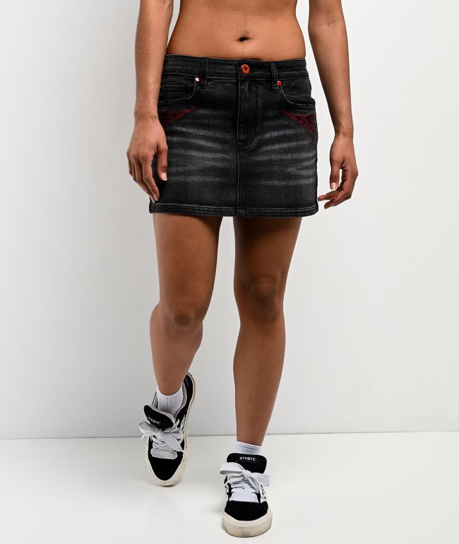 Vitriol Rose Abyss Black Wash Mini Skirt - thumbnail 2
