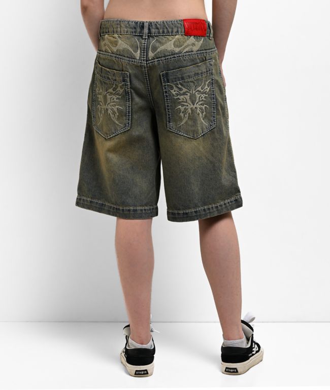 Vitriol Rowenna Butterfly Blue Wash Denim Shorts - thumbnail 2