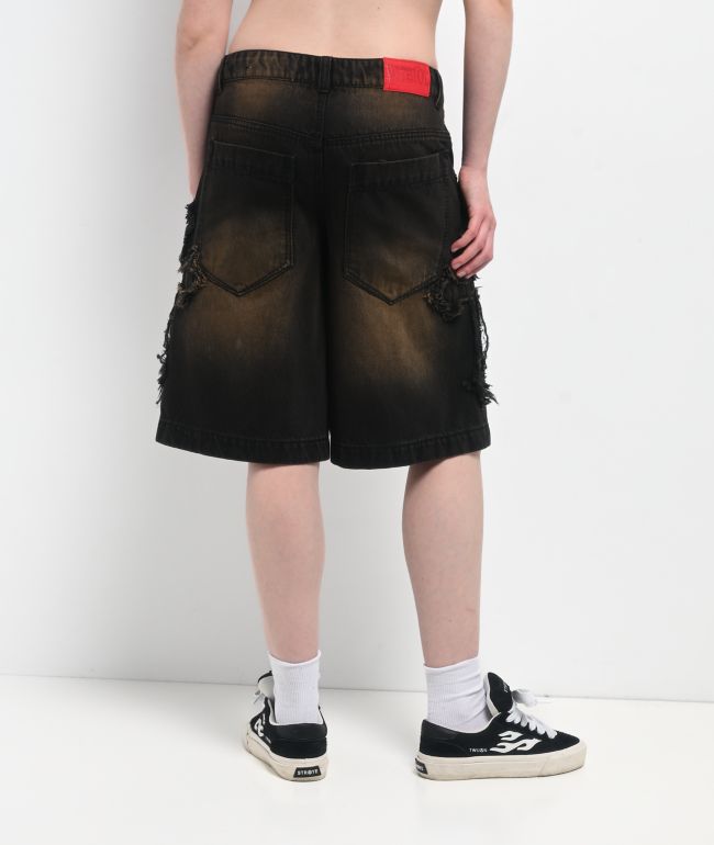 Vitriol Rowenna Gothic Black Wash Denim Shorts - thumbnail 2