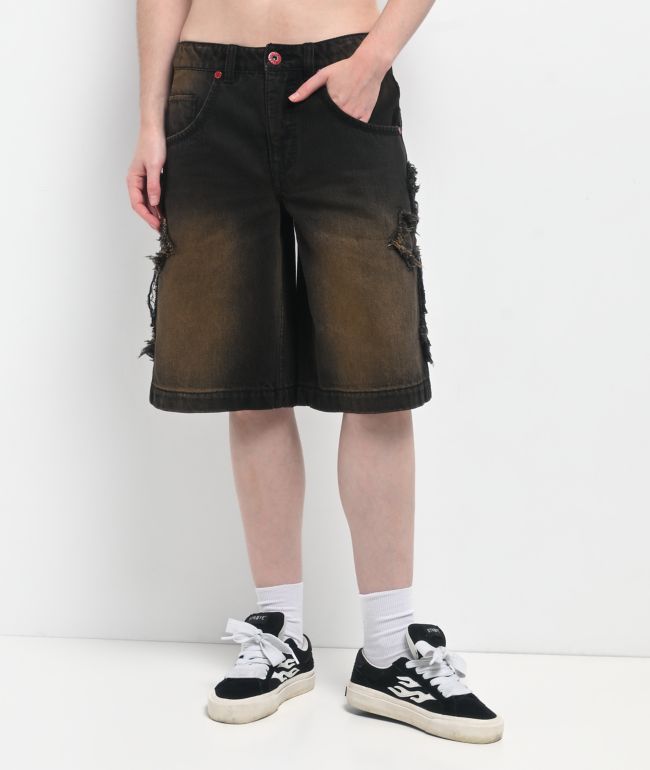 Vitriol Rowenna Gothic Black Wash Denim Shorts
