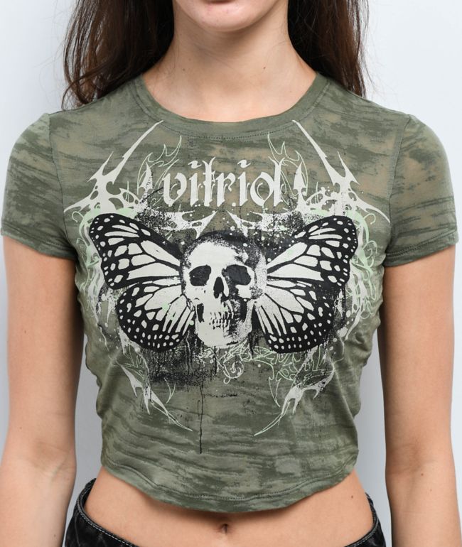 Vitriol Sabrina Green Crop T-Shirt - thumbnail 3