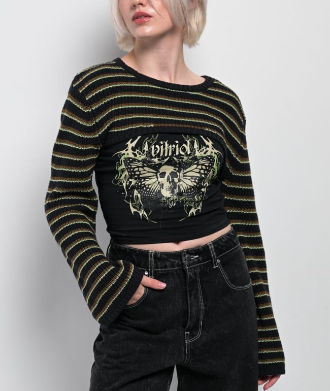 Vitriol Scarlet Black Shrug Crop Tank Top Set