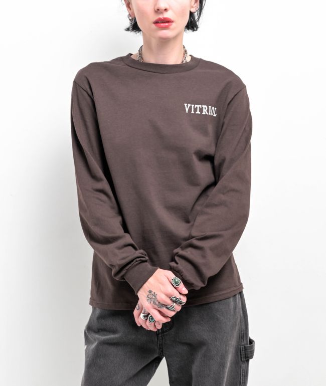 Vitriol Skull Cherub Brown Long Sleeve T-Shirt - thumbnail 2
