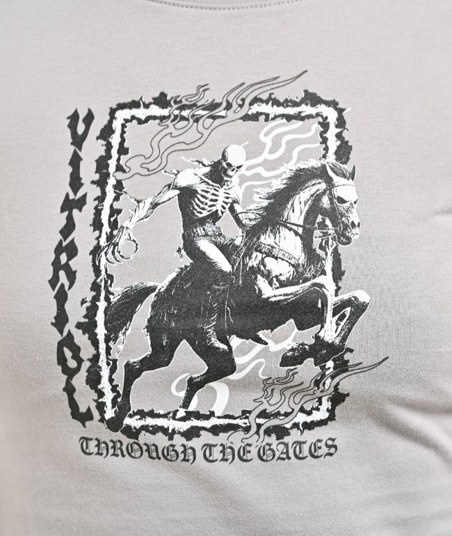 Vitriol Through The Flames Grey Crop T-Shirt - thumbnail 3