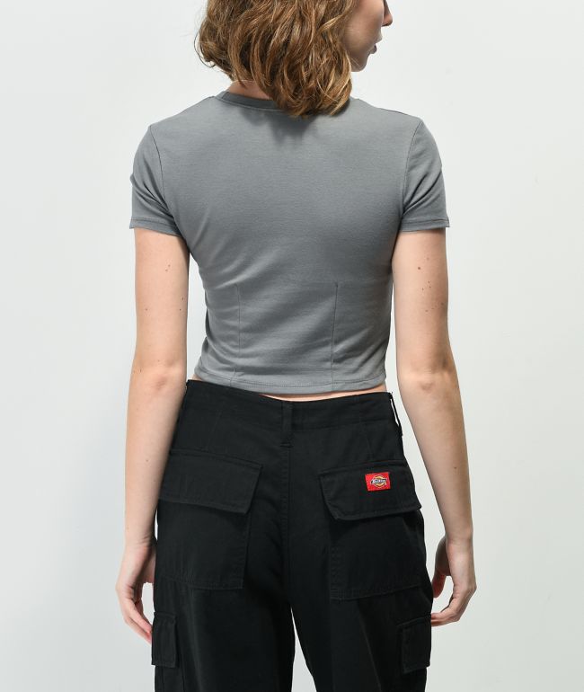 Vitriol Verity Anime Grey Crop T-Shirt - thumbnail 2