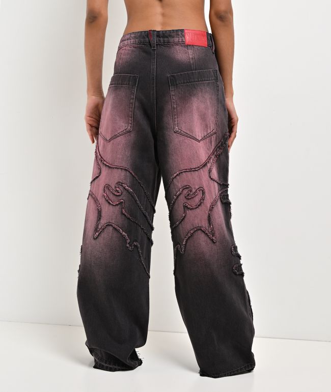 Vitriol Verona Pink Wash Wide Leg Jeans - thumbnail 2