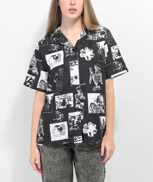Vitriol Ziggy Black & White Short Sleeve Button Up Shirt