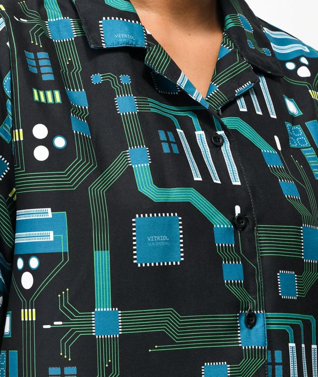 Vitriol Ziggy Circuit Board Short Sleeve Button Up Shirt - thumbnail 3