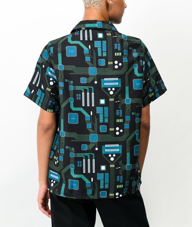Vitriol Ziggy Circuit Board Short Sleeve Button Up Shirt - thumbnail 2