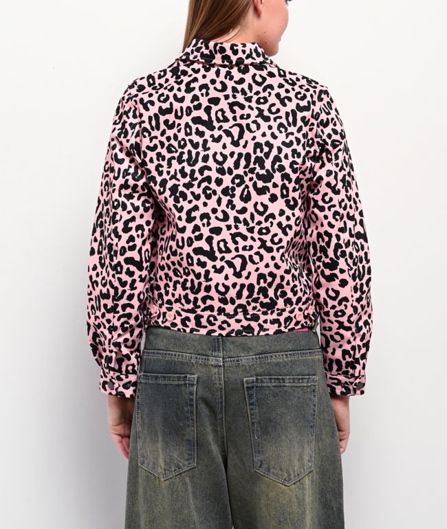 Von Dutch Leopard Print Pink Work Jacket - thumbnail 2