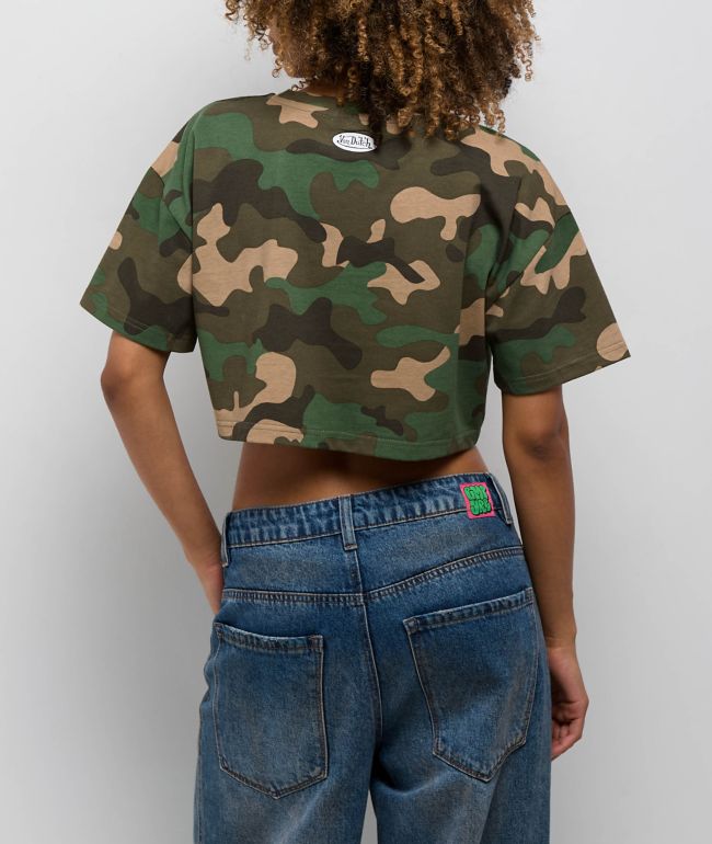 Von Dutch Logo Camo Crop T-Shirt - thumbnail 2
