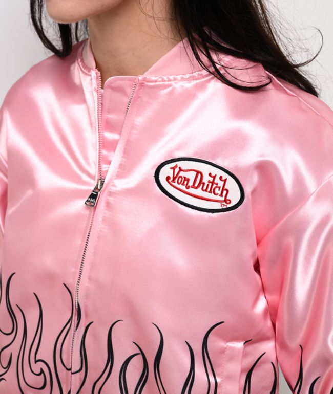 Von Dutch Pink Satin Bomber Jacket - thumbnail 3