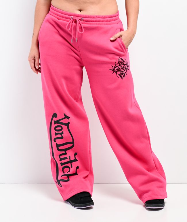 Von Dutch Pink Wide Leg Sweatpants - thumbnail 3
