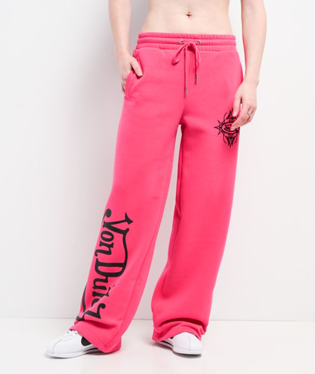 Von Dutch Pink Wide Leg Sweatpants