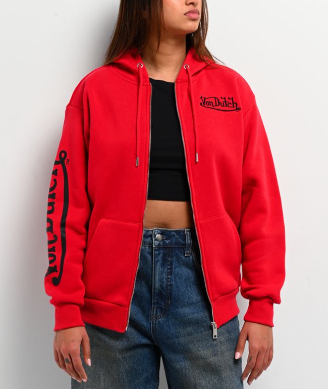 Von Dutch Red Zip Hoodie - thumbnail 3