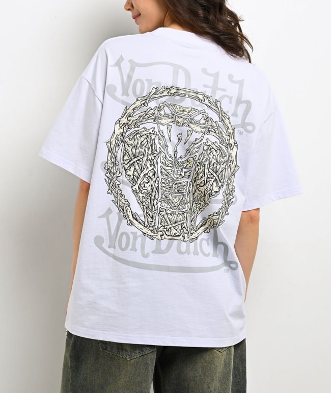 Von Dutch X Broken Promises Bare Bones White T-Shirt - thumbnail 2