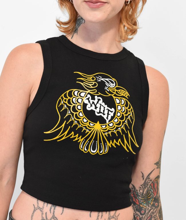 WHADAFUNK Eagle Black Crop Tank Top - thumbnail 3