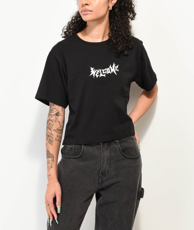 Welcome Vamp Black Crop T-Shirt