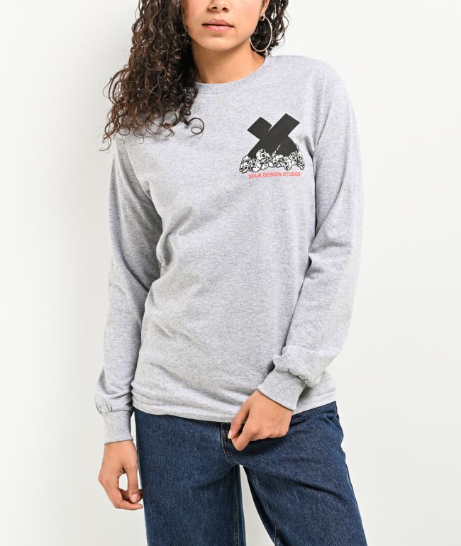 XPLR Bones Grey Long Sleeve T-Shirt - thumbnail 2